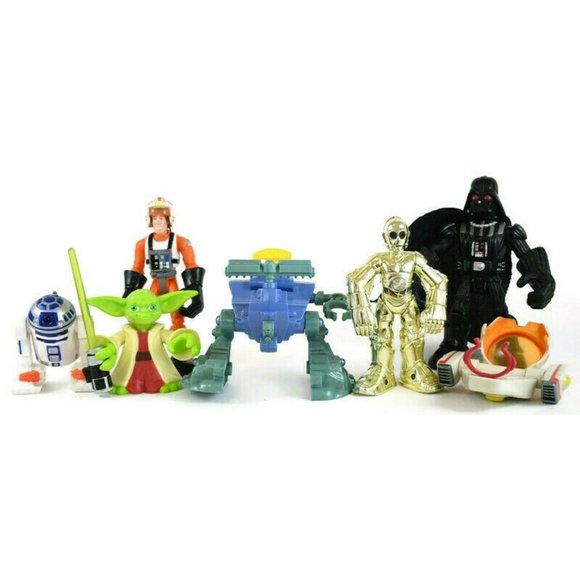 Lot of 7 Star Wars Action Figures and Toys - Including Yoda, Darth Vader, R2-D2 - Picture 1 of 8